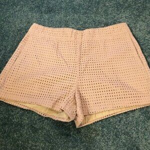 Lace Eyelet Dress Shorts High Rise Lined Cream Ivory